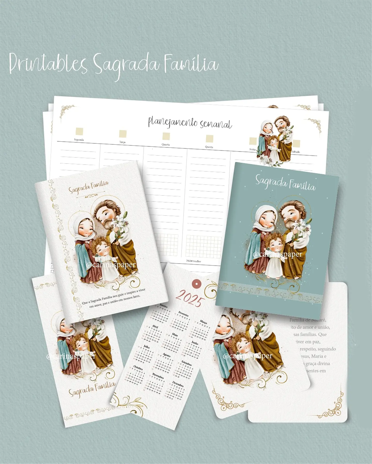 Kit Encadernação Sagrada Família – Printables (Santinhos) - Carinas Paper 11