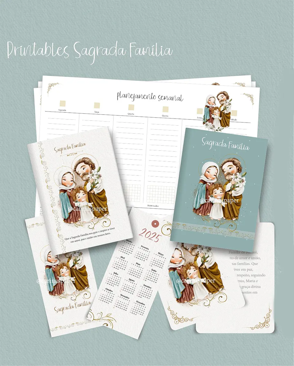 Kit Encadernação Sagrada Família – Printables (Santinhos) - Carinas Paper 11