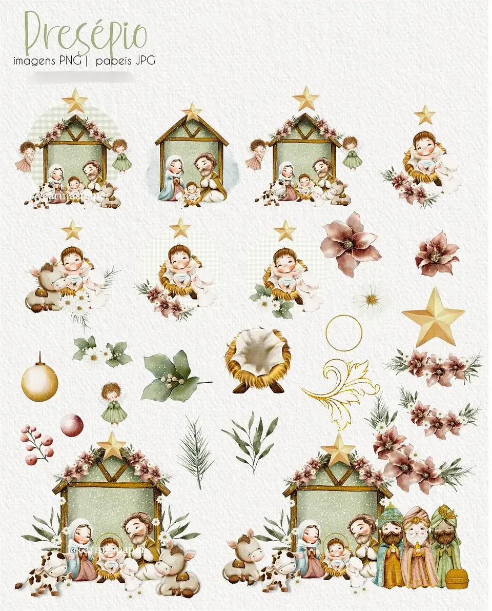Kit Digital Natal Cristão Presépio - Carinas Paper 3
