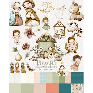 Kit Digital Natal Cristão Presépio - Carinas Paper