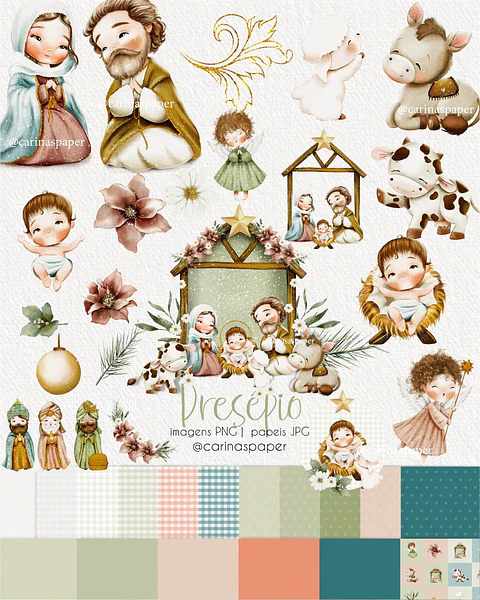 Kit Digital Natal Cristão Presépio - Carinas Paper