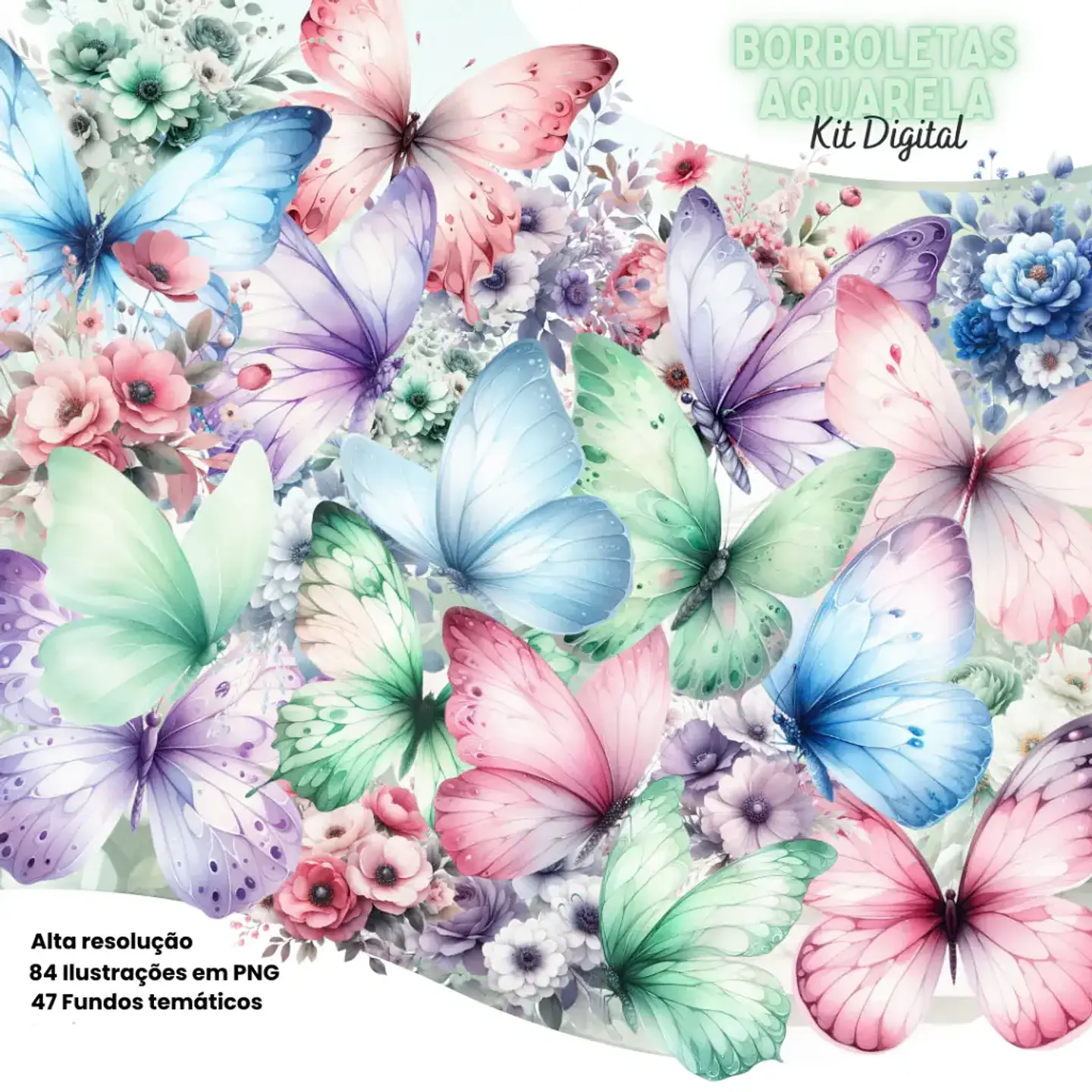 Kit Digital Borboletas Aquarela - Eternize 1