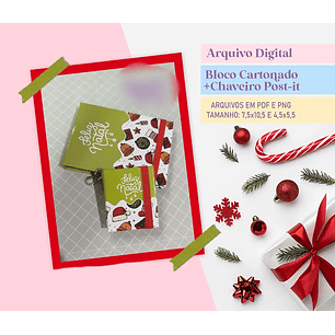 Arquivo Natal Bloco Cartonado + Chaveiro Post It - STUDIO RAFA