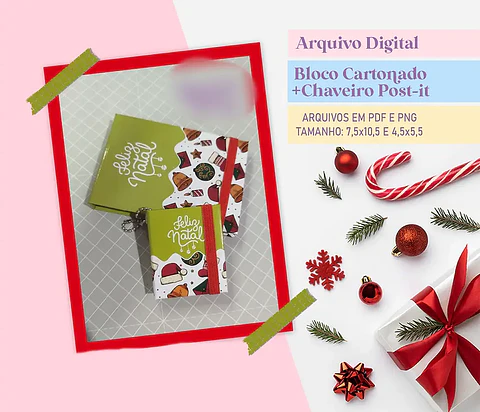 Arquivo Natal Bloco Cartonado + Chaveiro Post It - STUDIO RAFA