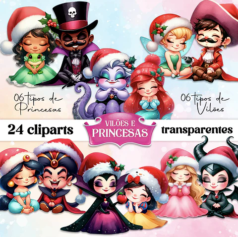 Kit Digital Natal Princesas e Vilões
