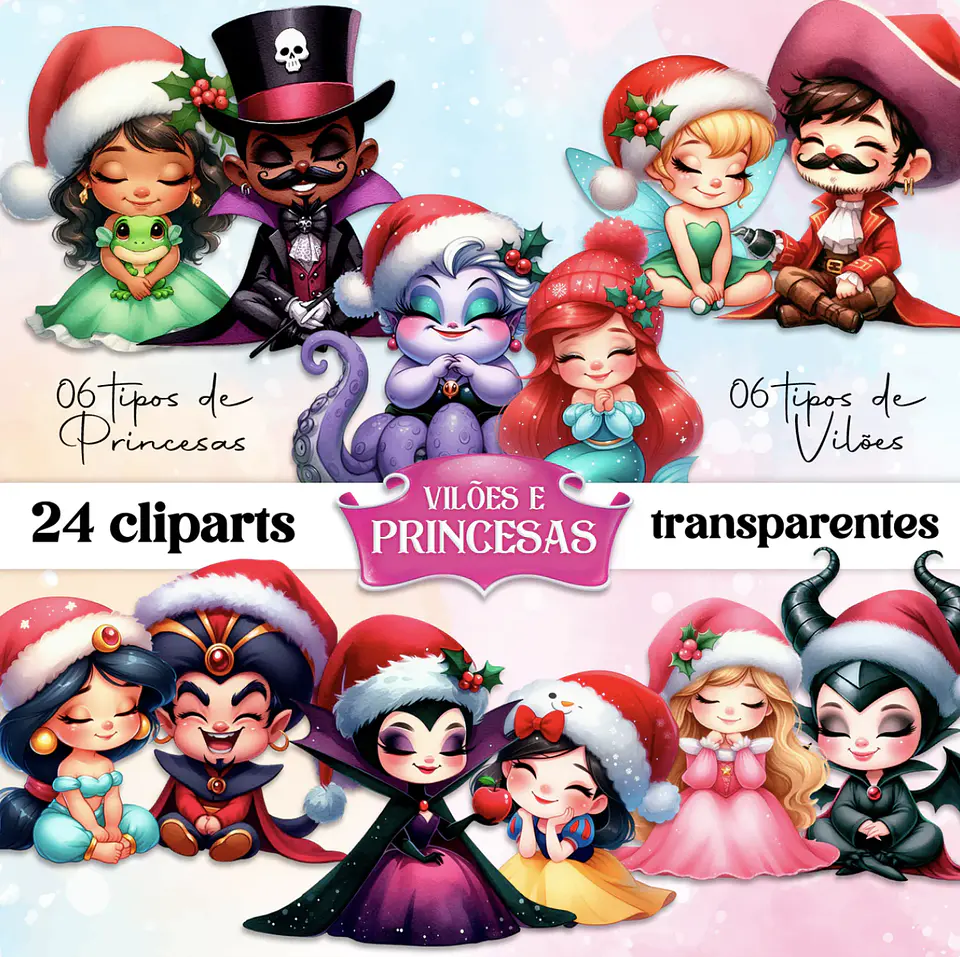 Kit Digital Natal Princesas e Vilões 1