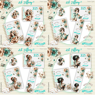 Arquivo Encadernação Mulher Floral Azul Tifanny - CRYS ARTS