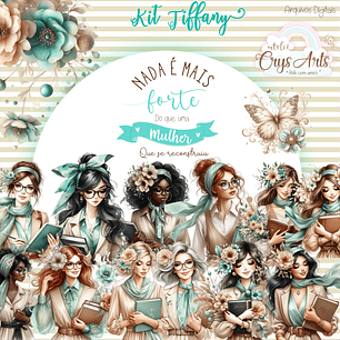 Arquivo Encadernação Mulher Floral Azul Tifanny - CRYS ARTS