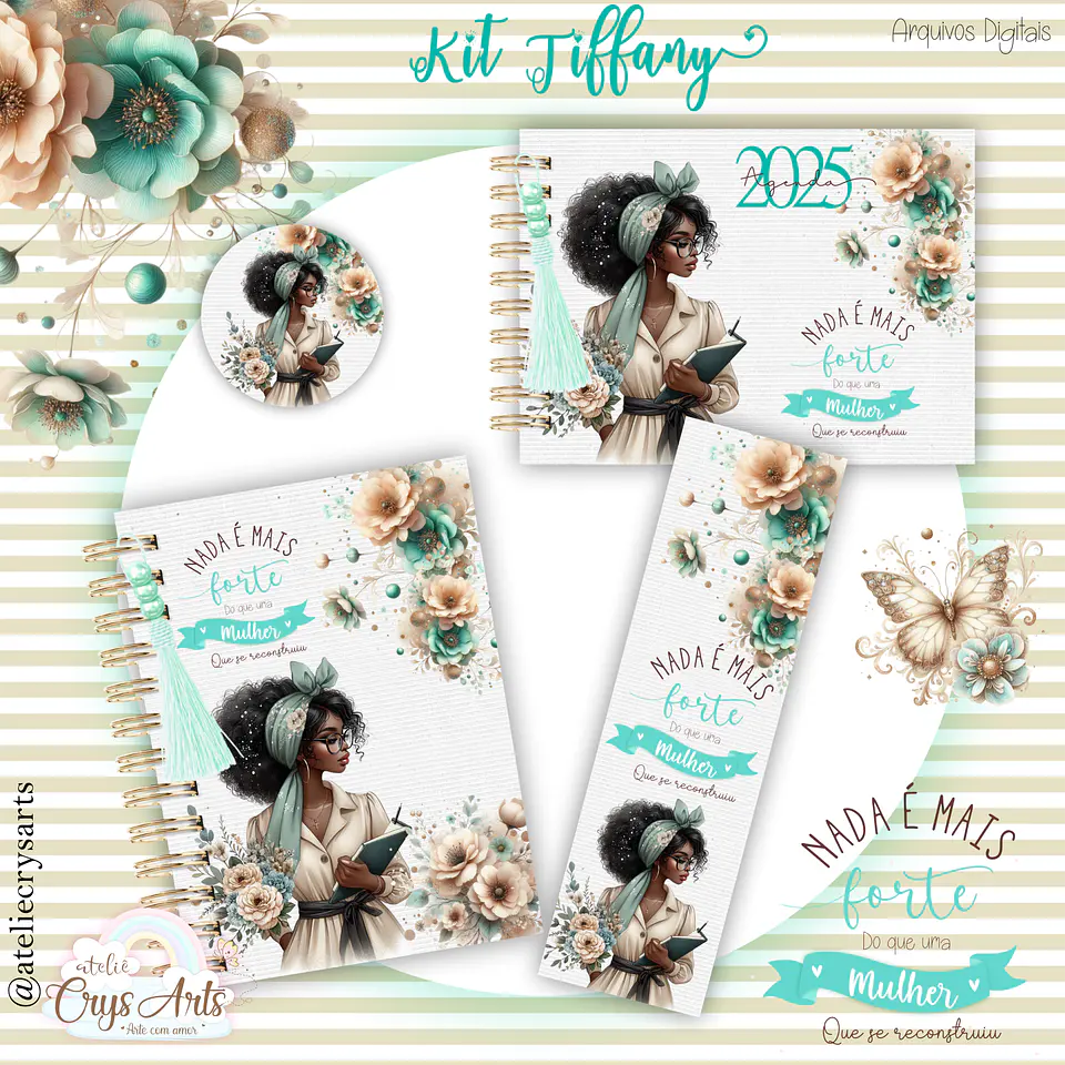 Arquivo Encadernação Mulher Floral Azul Tifanny - CRYS ARTS 3