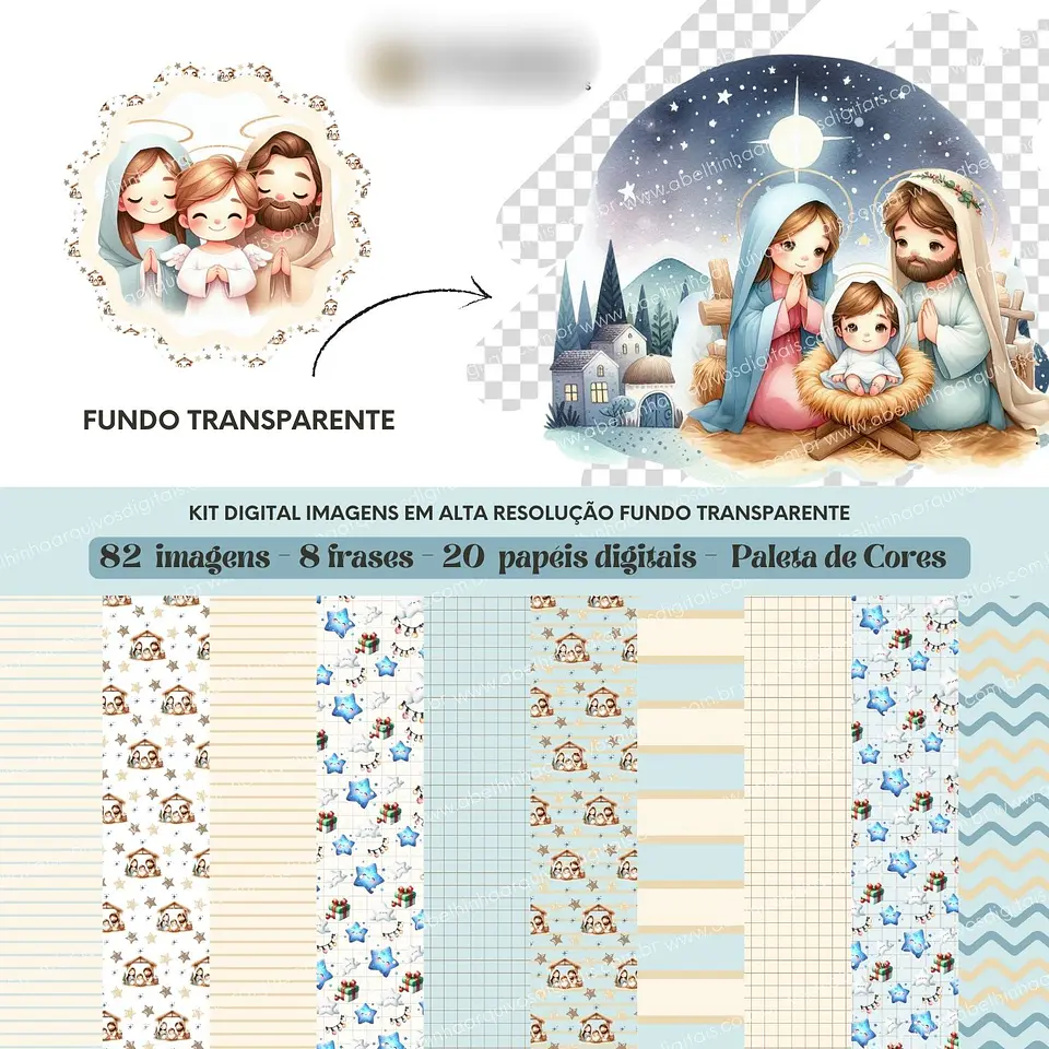 Kit Digital Natal Cristão Azul - Abelhinha 2
