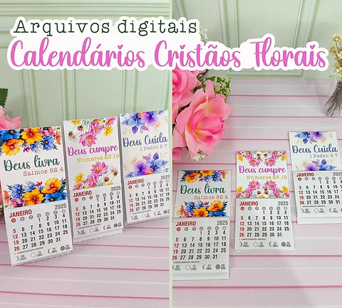  Arquivo Cards Calendário Cristão Floral - Desenhitos da jana