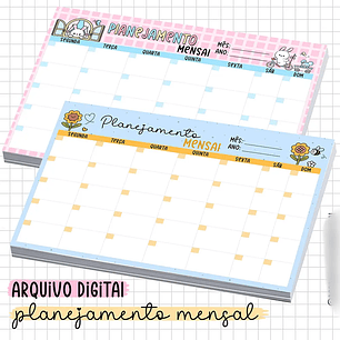 Arquivo Planner de Mesa Mensal Permanente - desenhitos da jana