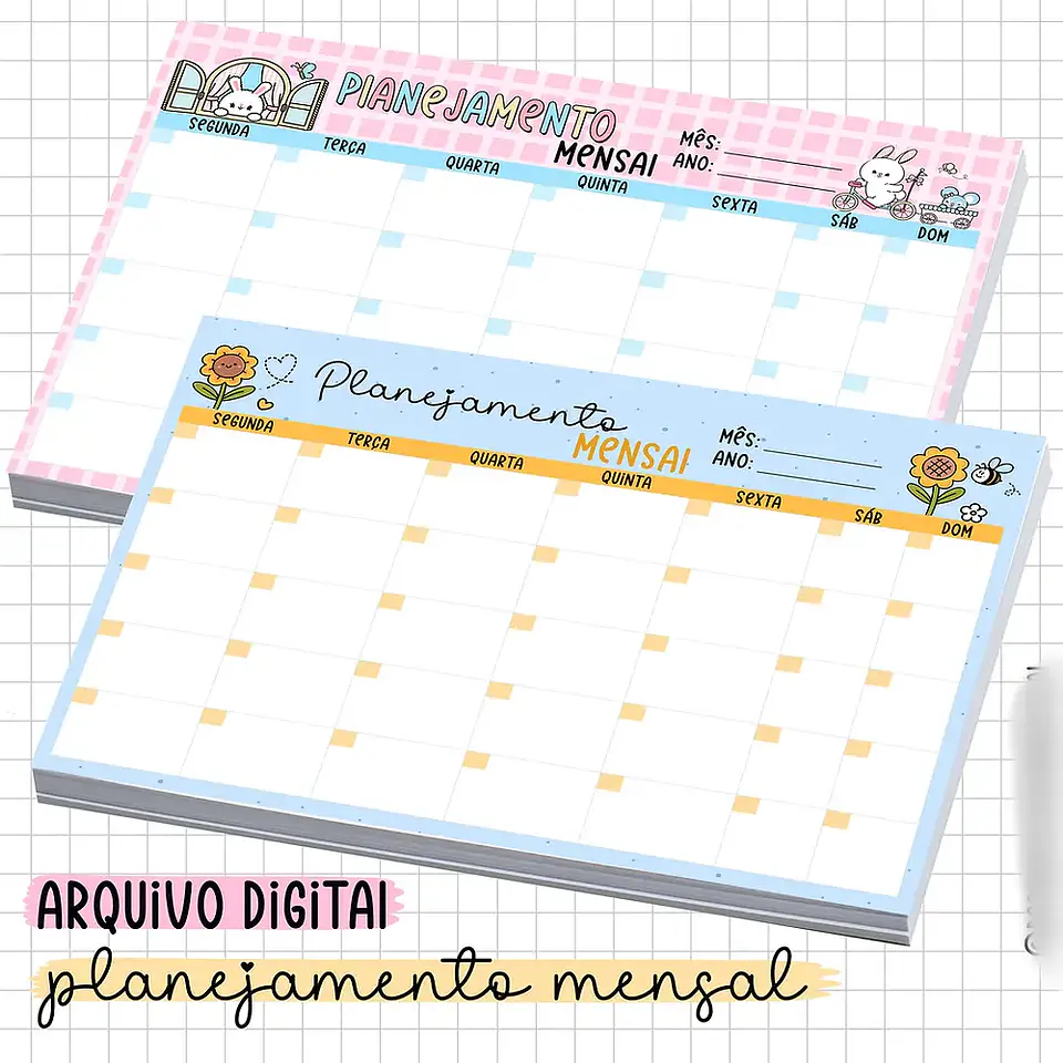 Arquivo Planner de Mesa Mensal Permanente - desenhitos da jana 1
