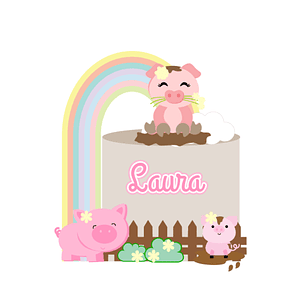 Arquivo Topo de Bolo Porquinhas Menina - em camadas