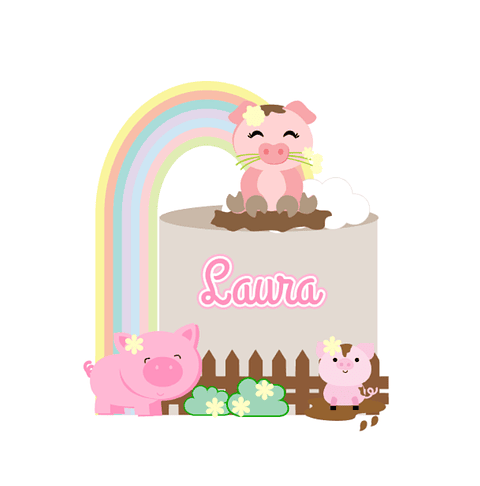 Arquivo Topo de Bolo Porquinhas Menina - em camadas