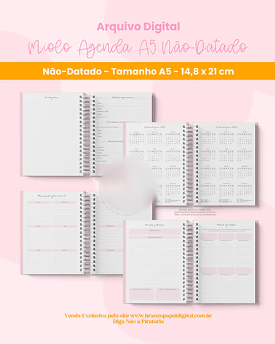 Arquivo Miolo Agenda A5 Não Datado - BRANCO PAPEL 3