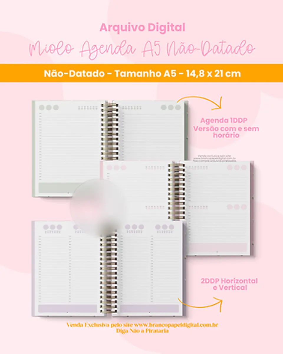 Arquivo Miolo Agenda A5 Não Datado - BRANCO PAPEL 5