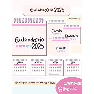  Arquivo Calendário 2025 Quadrado 14x14cm - Bia Shaina