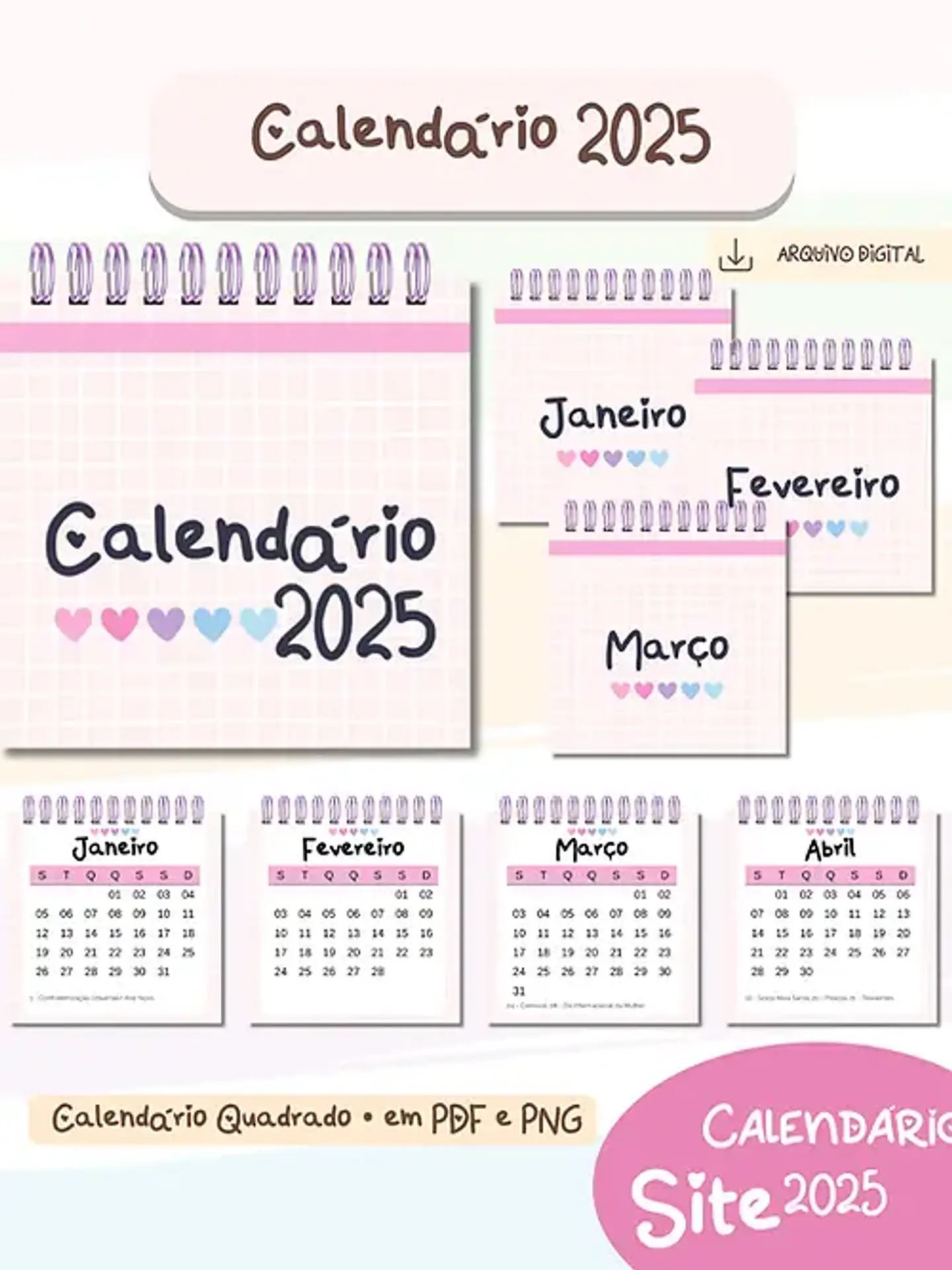 Arquivo Calendário 2025 Quadrado 14x14cm - Bia Shaina 1
