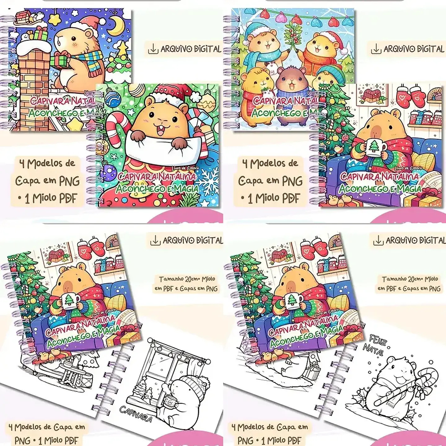 Arquivo Natal Livro de Colorir Capivara Natalina - Bia Shaina 1
