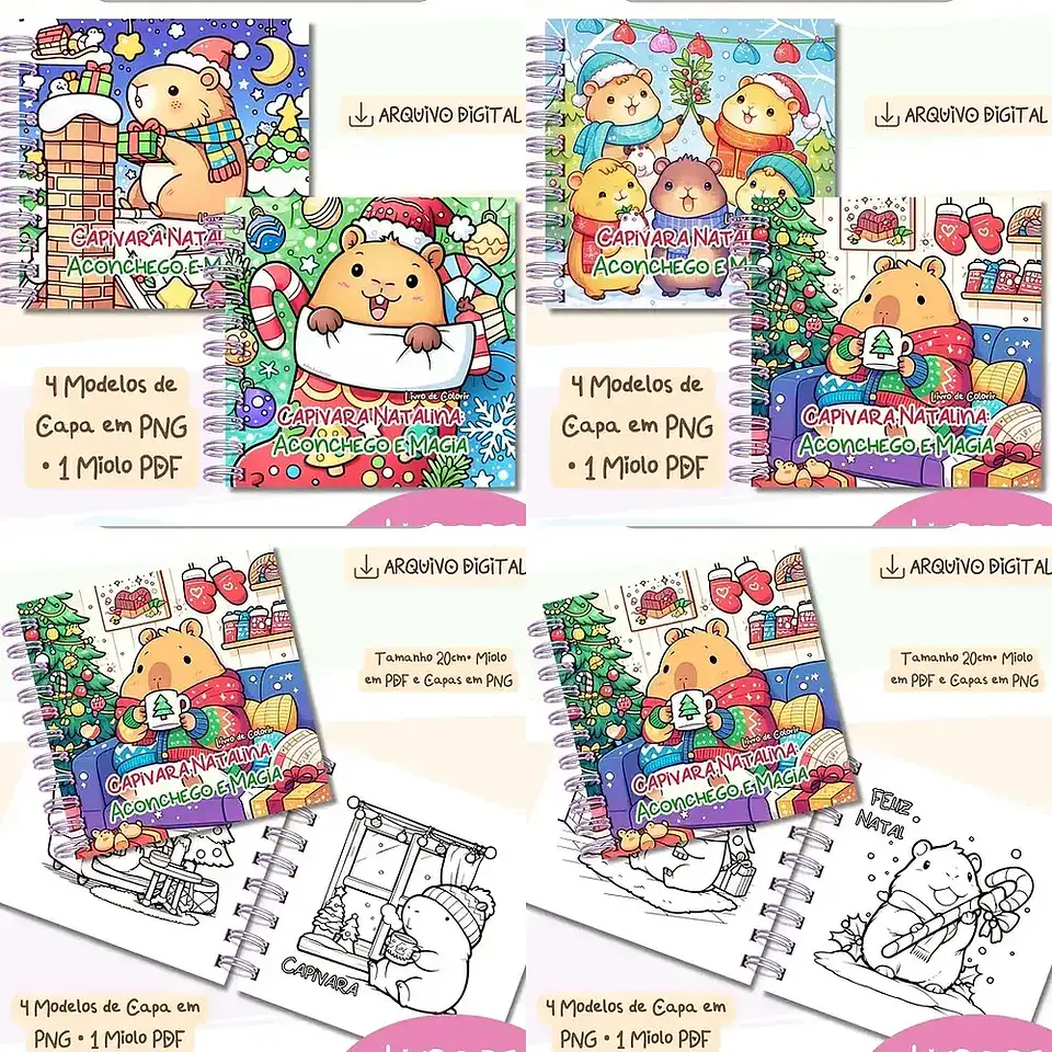 Arquivo Natal Livro de Colorir Capivara Natalina - Bia Shaina 1