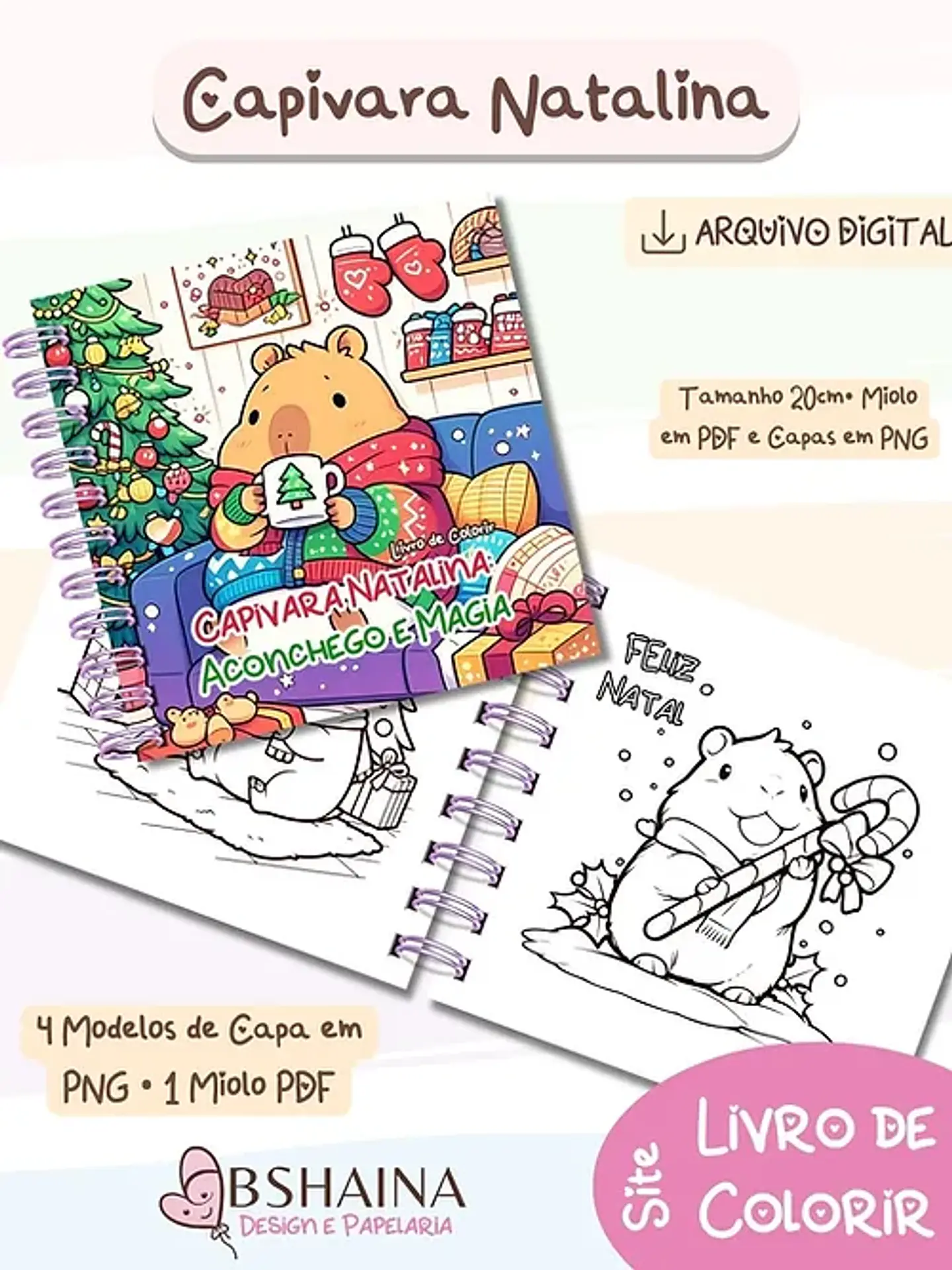 Arquivo Natal Livro de Colorir Capivara Natalina - Bia Shaina 4