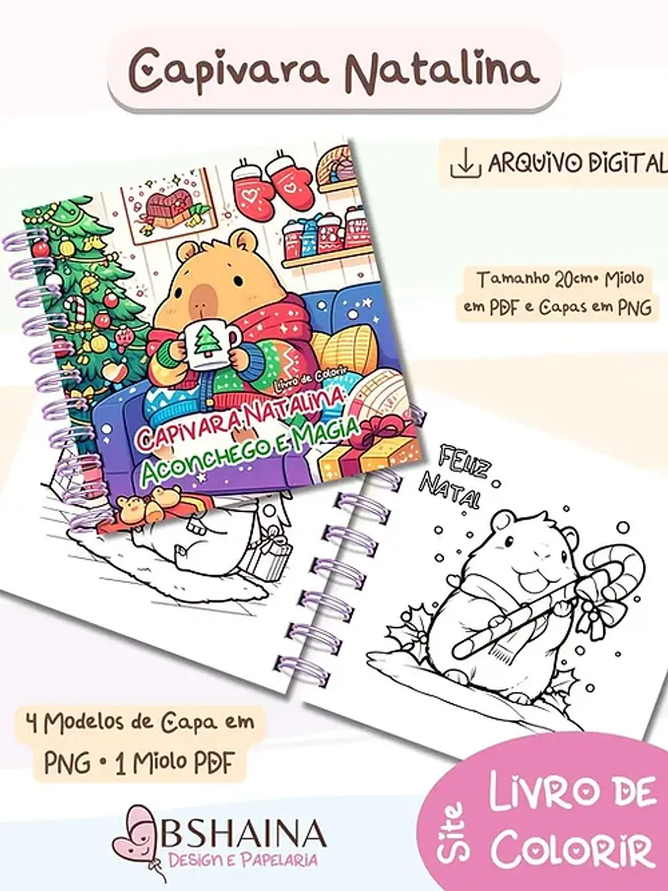 Arquivo Natal Livro de Colorir Capivara Natalina - Bia Shaina 4