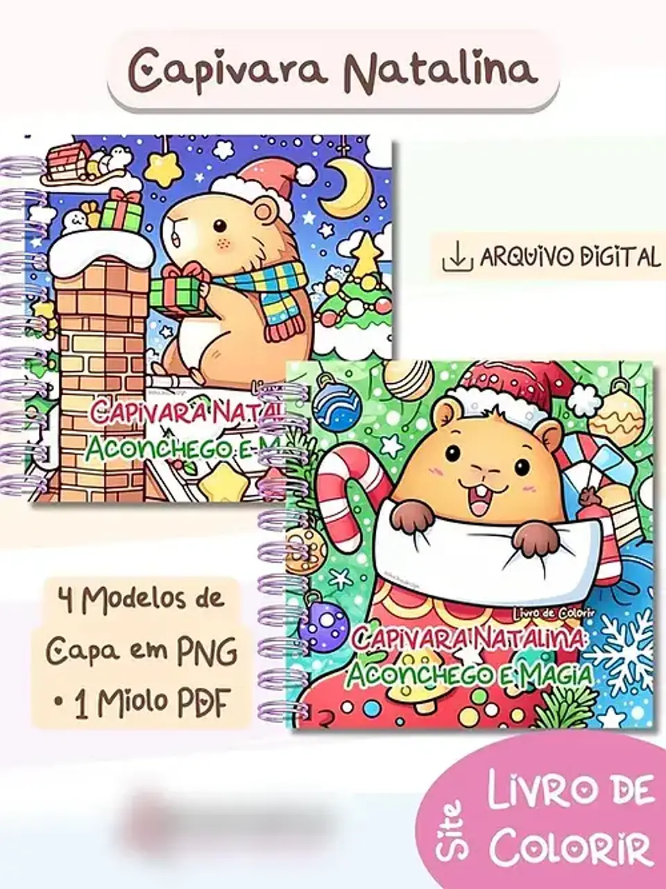 Arquivo Natal Livro de Colorir Capivara Natalina - Bia Shaina 5