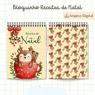 Arquivo Natal Bloquinho de Receitas A6 Rena - Bia Shaina