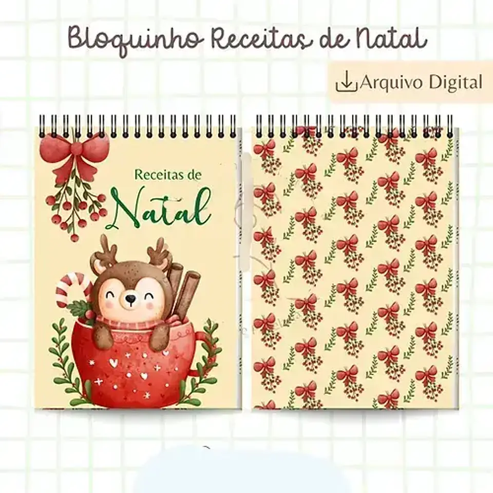Arquivo Natal Bloquinho de Receitas A6 Rena - Bia Shaina 1