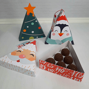 Arquivo de Corte Natal Caixa Triangular para 6 doces - Natal Chuvinha de Papel