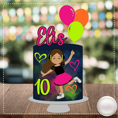 Arquivo de Corte Topo Neon Menina com Balões