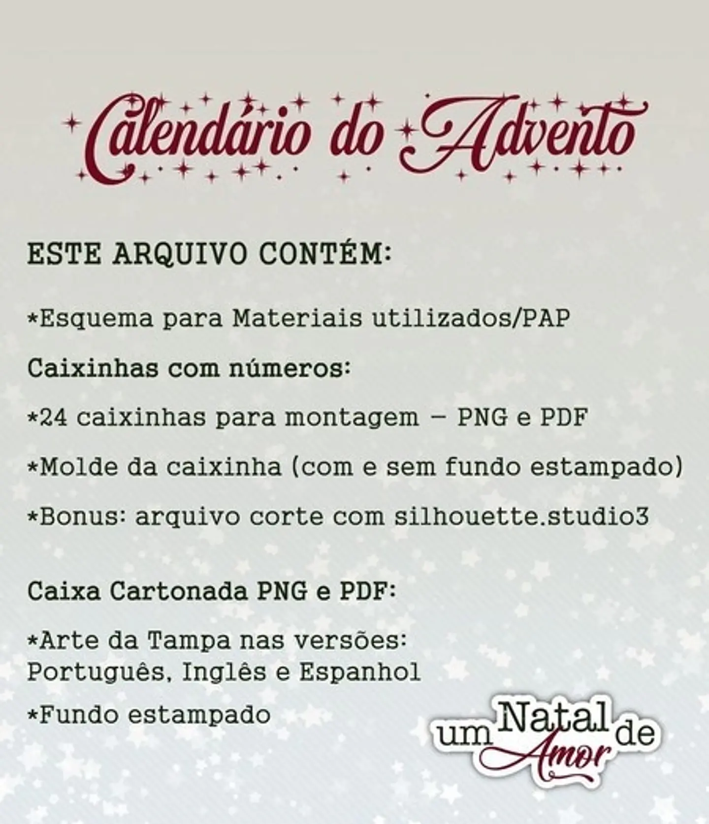 Arquivo Cartonagem Natal Calendário do Advento - RM ARTES 2