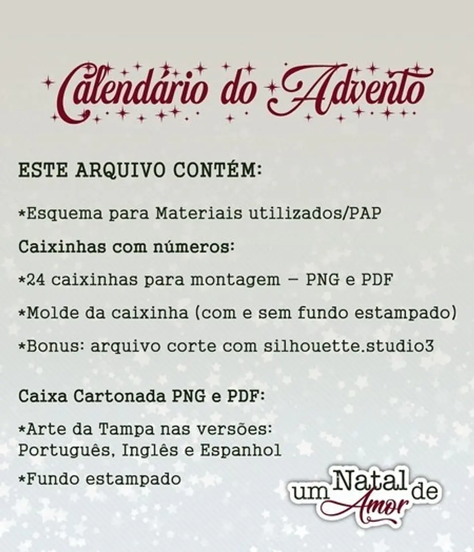 Arquivo Cartonagem Natal Calendário do Advento - RM ARTES 2