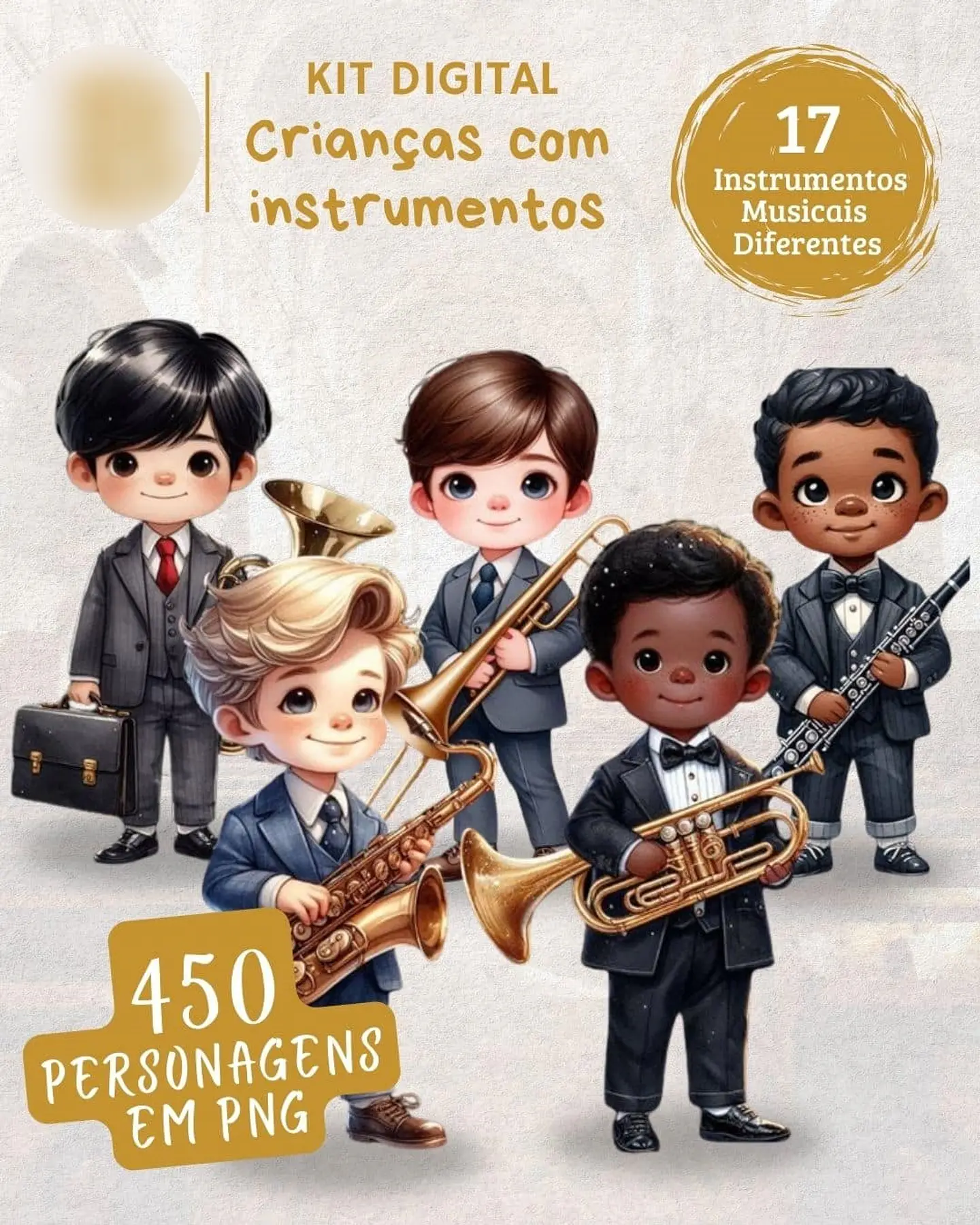 Kit Digital Meninos com Instrumentos Músicais JW - BICHO PAPEL 2