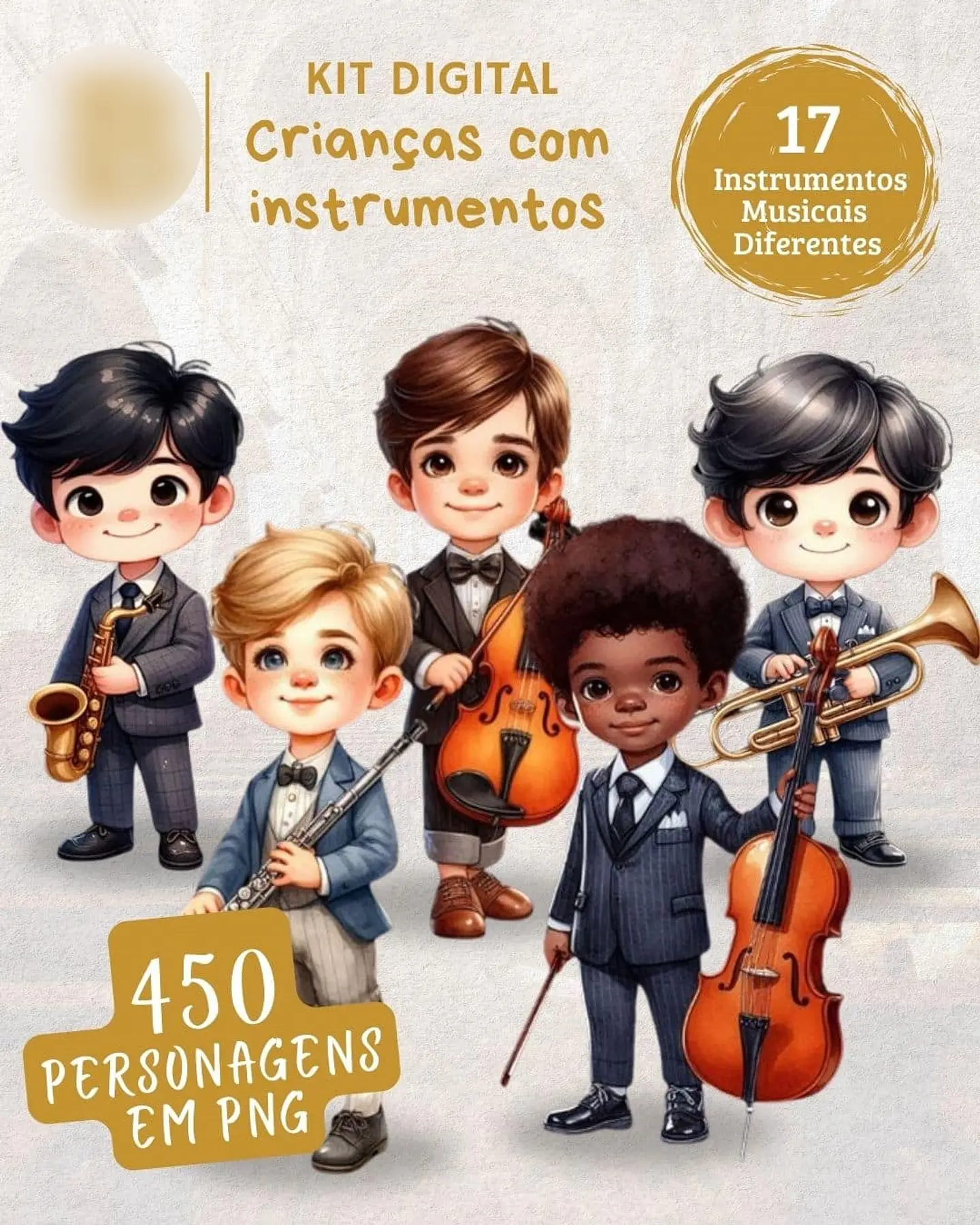 Kit Digital Meninos com Instrumentos Músicais JW - BICHO PAPEL 3