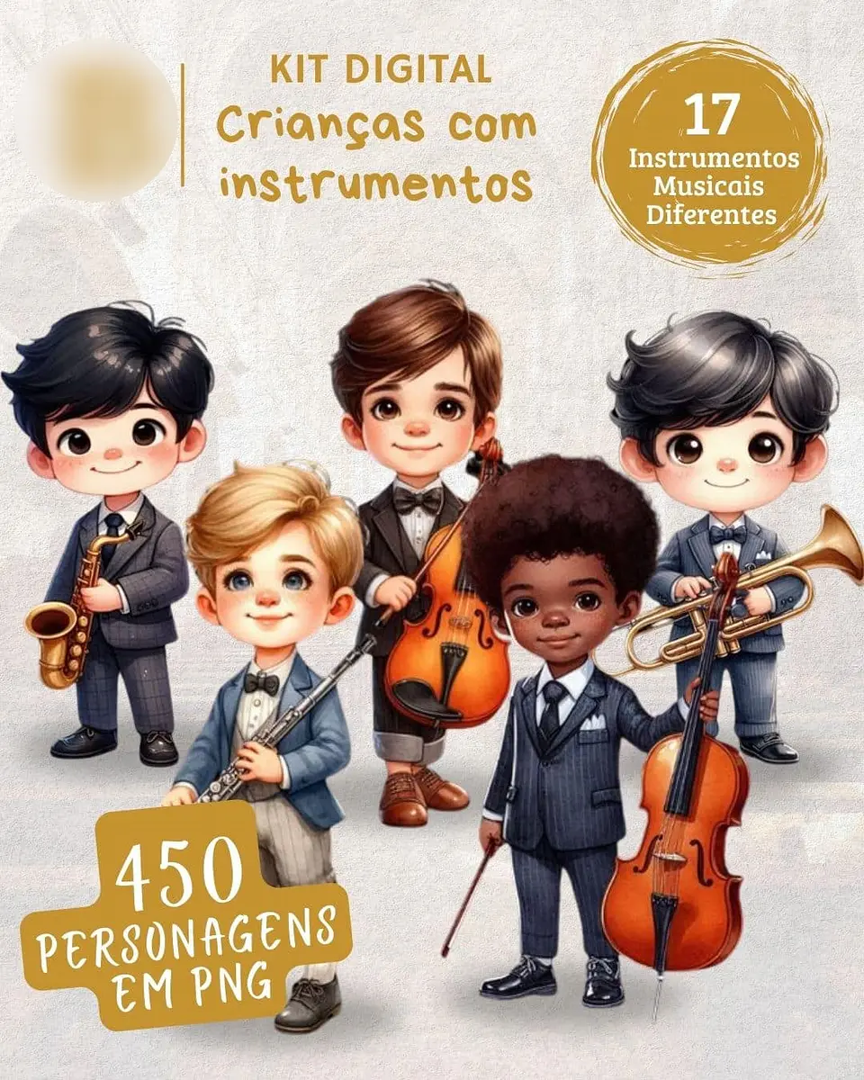 Kit Digital Meninos com Instrumentos Músicais JW - BICHO PAPEL 3