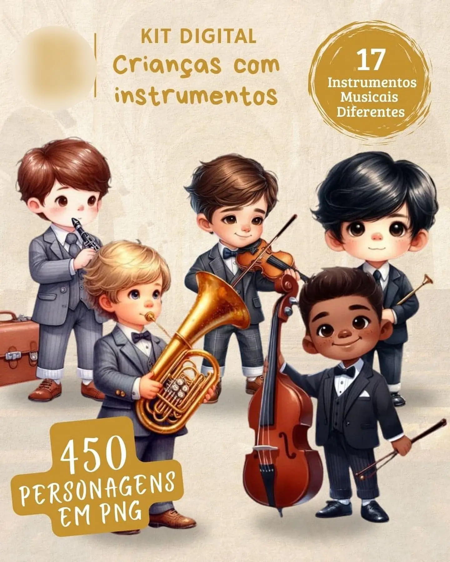 Kit Digital Meninos com Instrumentos Músicais JW - BICHO PAPEL 4