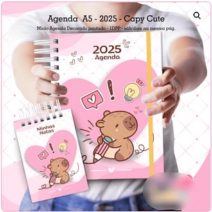 Arquivo Agenda A5 Capy Cute Capivara 2025 - CUTE CORTE