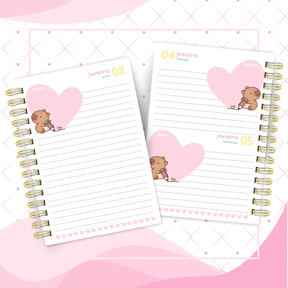Arquivo Agenda A5 Capy Cute Capivara 2025 - CUTE CORTE 3