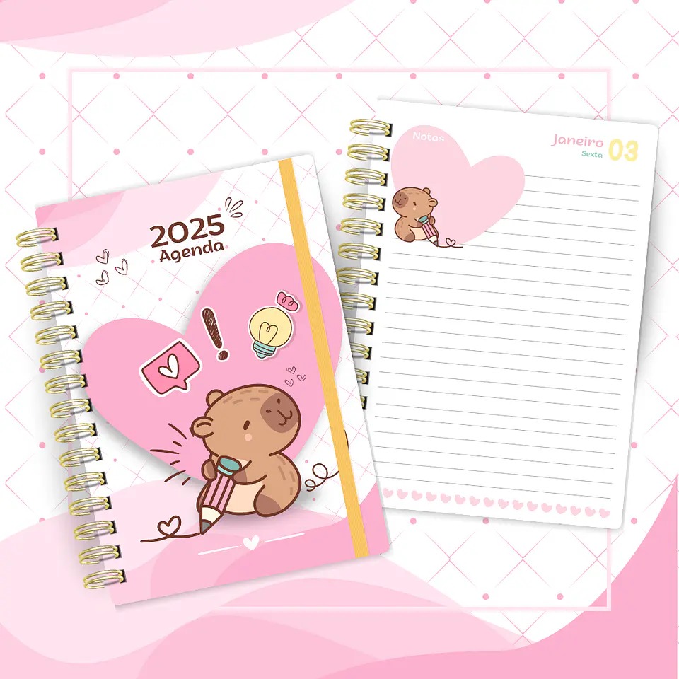 Arquivo Agenda A5 Capy Cute Capivara 2025 - CUTE CORTE 4