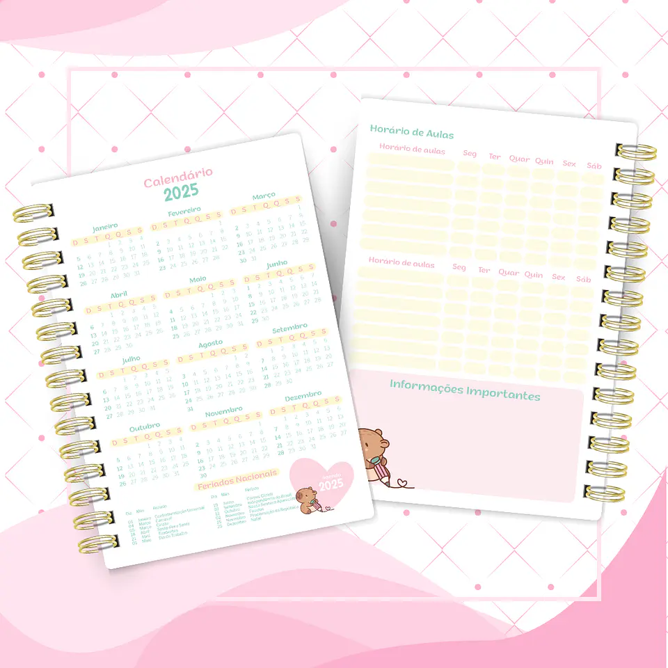 Arquivo Agenda A5 Capy Cute Capivara 2025 - CUTE CORTE 6