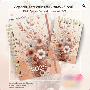 Arquivo Agenda Versículos Floral 2025 + Bloquinho - Cute Corte