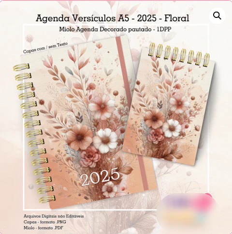 Arquivo Agenda Versículos Floral 2025 + Bloquinho - Cute Corte