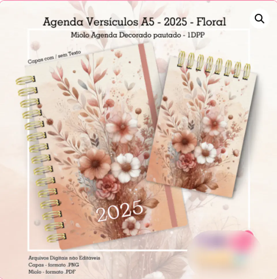 Arquivo Agenda Versículos Floral 2025 + Bloquinho - Cute Corte 1