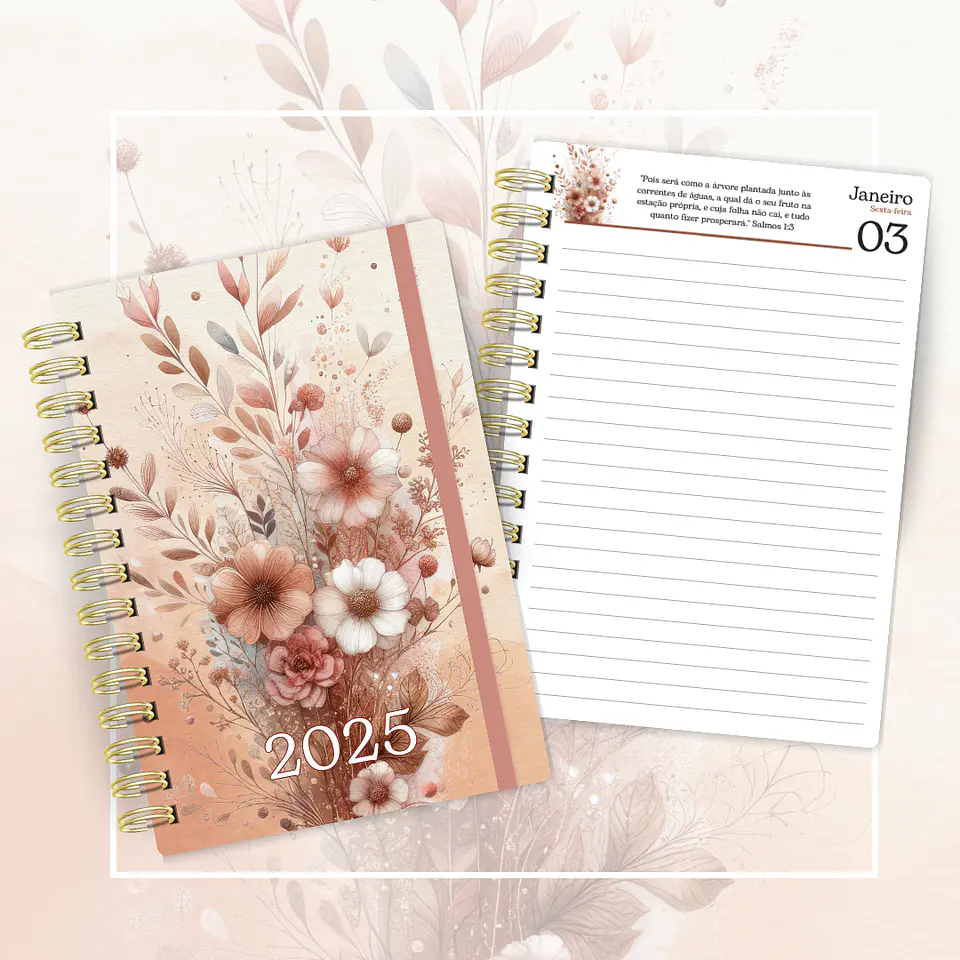 Arquivo Agenda Versículos Floral 2025 + Bloquinho - Cute Corte 2
