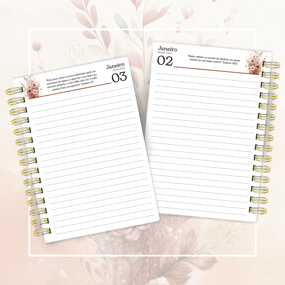 Arquivo Agenda Versículos Floral 2025 + Bloquinho - Cute Corte 3
