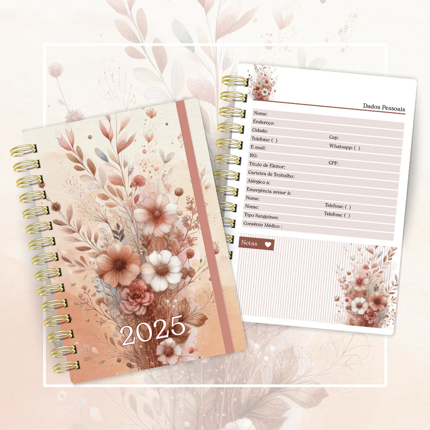 Arquivo Agenda Versículos Floral 2025 + Bloquinho - Cute Corte 4