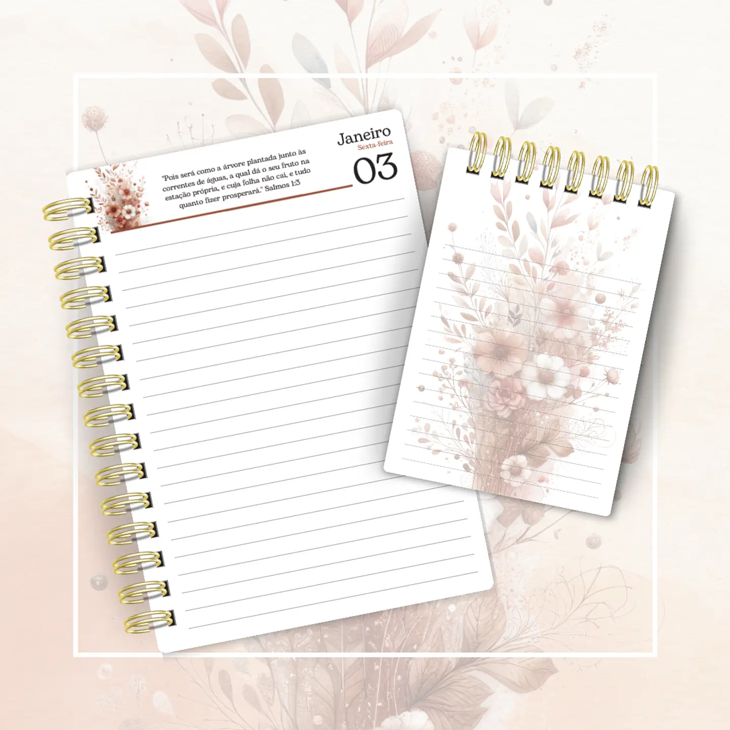 Arquivo Agenda Versículos Floral 2025 + Bloquinho - Cute Corte 6