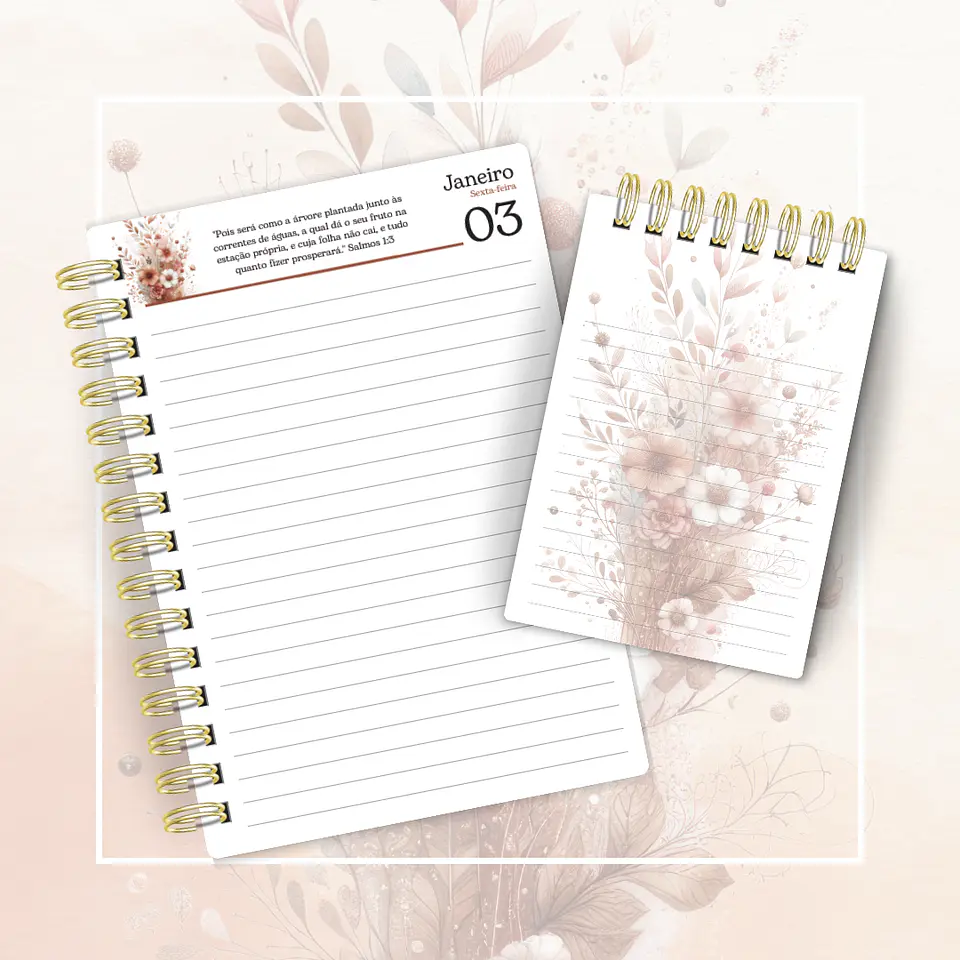 Arquivo Agenda Versículos Floral 2025 + Bloquinho - Cute Corte 6